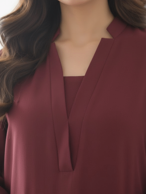 Raspbelle maroon cord set neck detail