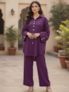 berry dream is a violet winter cord set by zeehuma with butterfly buttons on neck and cuff.